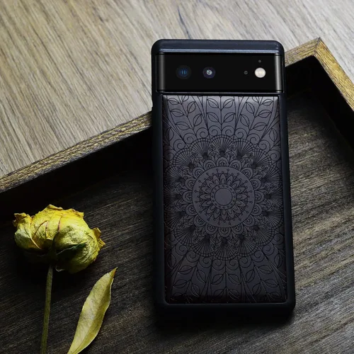 Vista 9 de Carveit Funda de madera para Pixel 6 2021 [madera natural y TPU suave] a prueba de golpes, funda de madera única compatible con Google Pixel 6
