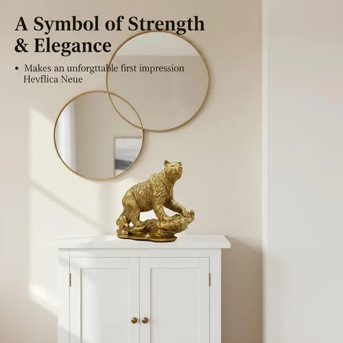 Vista 5 de Estatua de oso dorado – Decoración elegante del hogar de 7.5 pulgadas, escultura animal de resina de alta calidad para centro de mesa de boda