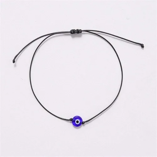 Vista 6 de RUIZHEN - Collar con dije plateado con cristal de mal de ojo, con cordón de cuero, collar con ojos azules