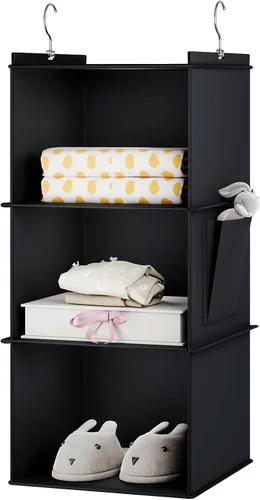 Vista 10 de YOUDENOVA Organizador colgante de armario, estantes de almacenamiento colgantes de 3 repisas, beige