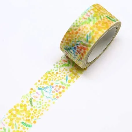Vista 2 de Kamiiso - Cinta adhesiva Saien - Cinta Washi (0.787 in) - Árbol de mimosa - para álbumes de recortes, manualidades, manualidades, decoración