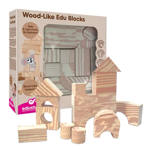 Vista 2 de Edushape Bloques blandos similares a la madera, 30 piezas, nutre la imaginación y despierta la creatividad, juguetes ideales para regalo