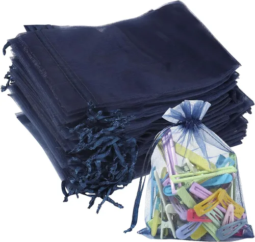 Vista 11 de Partyeah 50 bolsas de organza de 4 x 6 pulgadas, pequeñas bolsas de malla para joyas, bolsas con cordón para bolsas de regalo de organza de dulces