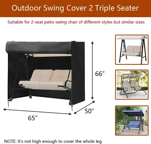 Vista 3 de FLYMEI Funda de columpio para exteriores, cubierta de hamaca de 2 plazas triples para porche, toldo y otros muebles de patio, impermeable