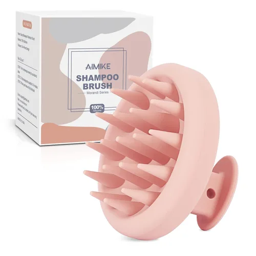 Vista 8 de AIMIKE - Cepillo masajeador de cuero cabelludo, cepillo de silicona suave para lavar el cabello, eliminar la caspa y estimular el crecimiento