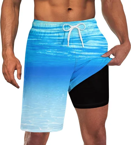 Vista 101 de UNICOMIDEA Bañador para hombre con forro de compresión de 9 pulgadas de largo