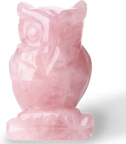 Vista 10 de QINJIEJIE Estatuas de Búho de Amatista de 2 Pulgadas, Figuras de Búhos Decorativas, Cristales de Piedra Tallados, Estatuas de Búhos de Gemas