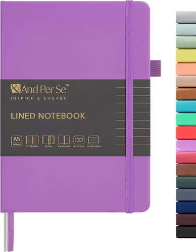 Vista 37 de ⩓ Per Se Cuaderno de Diario con Líneas (3 Paquetes), 160 Páginas Papel Grueso 100GSM, A5 Tapa Dura Cuadernos con Rayas Universitarias para Escribir