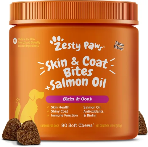 Vista 11 de Zesty Paws Aceite de salmón para perros - Masticables de aceite de pescado