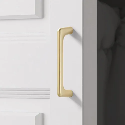 Vista 7 de Paquete de 4 tiradores dorados para cajones de gabinete, manijas doradas cepilladas para cajones de tocador, accesorios de gabinete de baño