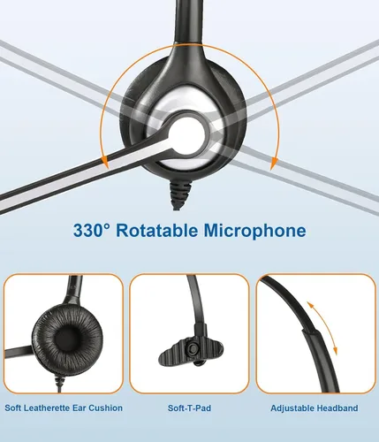 Vista 5 de Wantek Auriculares para teléfono celular con micrófono con cancelación de ruido para portátiles, PC, conector de 0.138 in, control de volumen