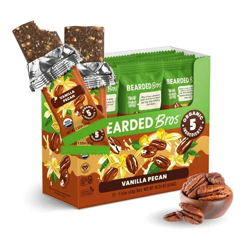 Vista 15 de Bearded Brothers Barras energéticas veganas orgánicas, sin gluten ni soja, paleo, enteras 30 Sin OMG, bajas glucémicas, altas en proteínas, fibra