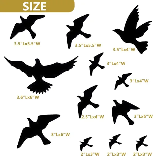 Vista 3 de Calcomanías anticolisión para ventanas con forma de pájaro, adhesivos para puertas de vidrio para proteger y evitar golpes de pájaros (negro)