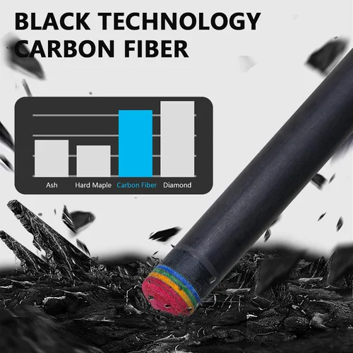 Vista 6 de Taco de piscina de fibra de carbono de 0.492 in de baja desviación con tecnología de carbono completo para adultos, Taco de billar profesional
