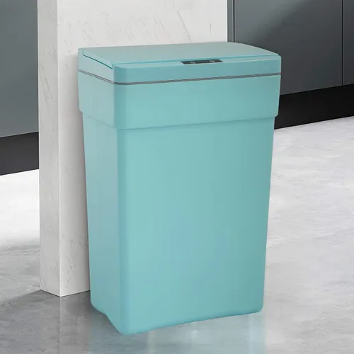 Vista 9 de Cubo de basura de acero inoxidable con doble compartimento de 40 litros/10 galones, cubo de basura manos libres con tapa de cierre suave, combo