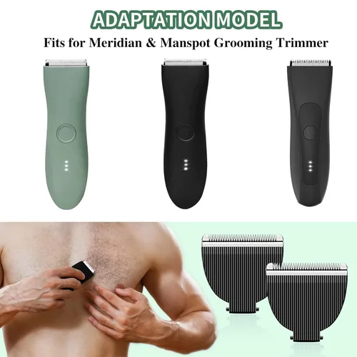 Vista 4 de Paquete de 2 cuchillas de repuesto para recortadora Meridian, cuchillas de repuesto higiénicas de cerámica compatibles con Meridian Body Trimmer