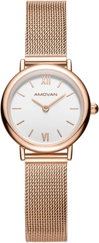 Vista 7 de Reloj dorado para mujer con pequeña banda de malla de acero inoxidable, minimalista de dos manecillas, esfera romana de caja redonda, herramienta