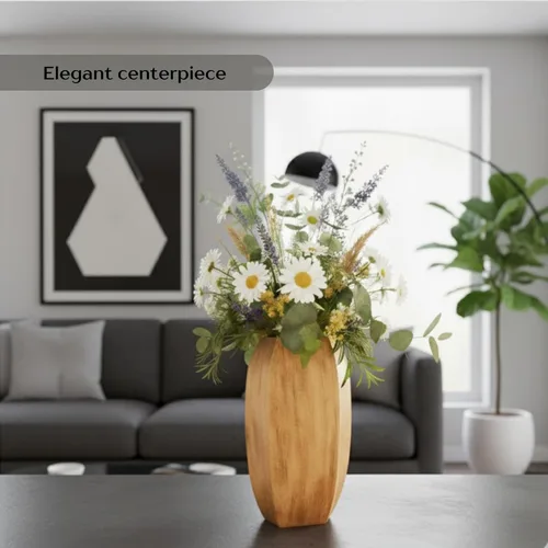 Vista 5 de Mela Artisans Jarrón de madera de mango de 12 pulgadas Florero decorativo de madera Granja rústica Medio quemado Centro de mesa para sala