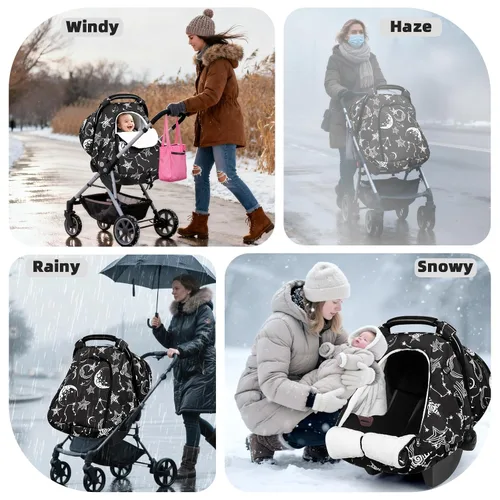 Vista 8 de GFU - Funda de asiento de coche de invierno para bebé, cubierta cálida para asiento de automóvil para bebés, toldo universal para asiento