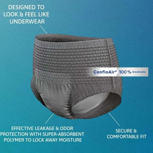 Vista 4 de Tena ProSkin - Protector de absorción moderada masculino, gris medio, 80 unidades Designed to feel like regular underwear, these offer a close fit