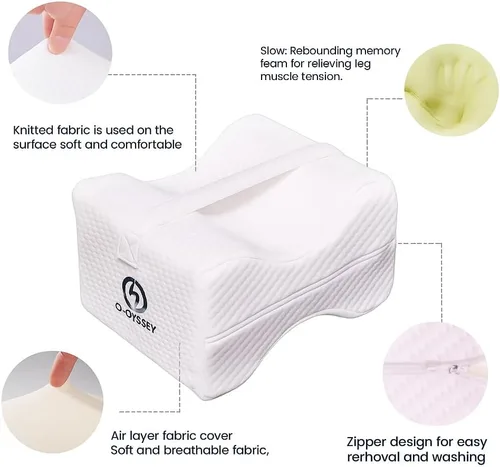 Vista 4 de O-DYSSEY Almohada ortopédica de rodilla para personas que duermen de lado, almohada de espuma viscoelástica para aliviar el dolor de cadera, ciática