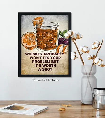 Vista 5 de Govivo Whiskey Probably Won't Fix Your Problems But It's Worth A Shot - Wall Decor Art Print - 11x14 unframed artwork printed on photograph paper