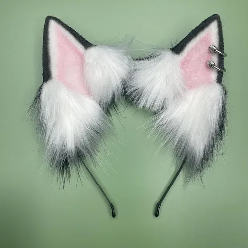 Vista 3 de Conjunto de orejas de zorro y cola de lobo disfraz de cosplay de orejas de gato