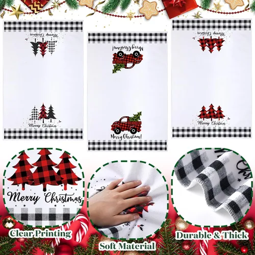 Vista 3 de Newwiee Juego de 7 Piezas para Baño de Navidad Decoración de Cortina de Ducha Xmas Cortina de Ducha Alfombras Antideslizantes y Toallas de Cocina 3