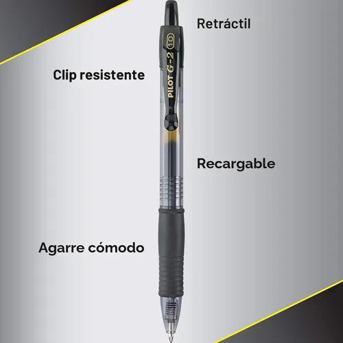 Vista 2 de PILOT G2 - Bolígrafos de gel de alta calidad, color negro, punta gruesa de 0.039 pulgadas, recargables y retráctiles, 5 negros y 5 azules, paquete