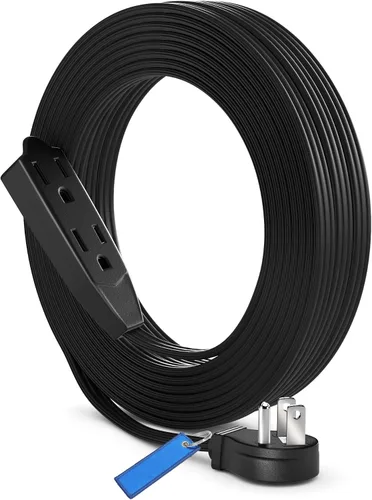 Vista 14 de Maximm Cable de extensión de enchufe plano de 1 pie / cable, salida múltiple - Cable de extensión de enchufe en ángulo de 3 clavijas - Negro