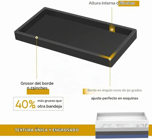Vista 2 de Bandeja de baño de silicona, bandeja de baño pequeña negra a prueba de roturas, bandejas de tocador duraderas de silicona de alta calidad para Negro