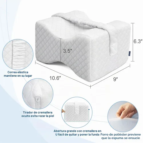 Vista 6 de KingPavonini Almohada de rodilla refrescante para dormir de lado, almohadas de piernas de espuma viscoelástica de gel para dormir de lado con funda