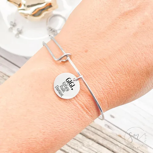 Vista 3 de Personalized Grandma Gift Mom Bangle Gran Jewelry Gift Birthday Gift For Mimi Gift Personalized Kids Name Love Bracelet for GMA Gift Idea