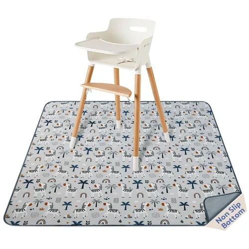 Vista 17 de Blissful Diary - Alfombrilla para debajo de la silla alta, 50.4 x 50.4 pulgadas, lavable, antideslizante, protectora contra salpicaduras, rosa claro