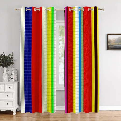 Vista 45 de Cortinas de cocina de hojas de arce otoñales para ventanas, hojas verdes y rojas sobre cenefas opacas negras, tratamientos de ventana de poliéster