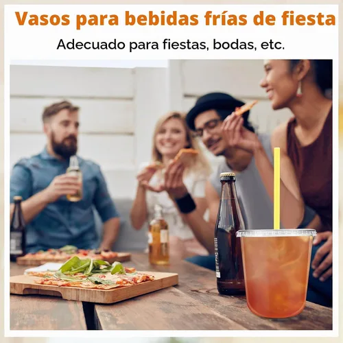Vista 5 de Ziliny - Paquete de 50 vasos de plástico de 12 onzas con tapas, pajitas