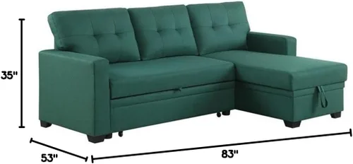 Vista 3 de Devion Furniture Tela de poliéster en forma de L reversible, fácil de convertible extraíble, sofá seccional/diván de almacenamiento con cojines