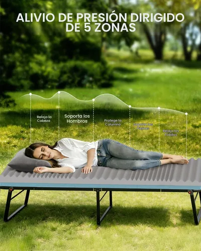 Vista 3 de Releep 3 Inch Dual-Sided Memory Foam Camping Mattress, Waterproof Camping Sleeping Pad with Portable Pillow & Carry Bag, Roll Up Cot Mattress Mat