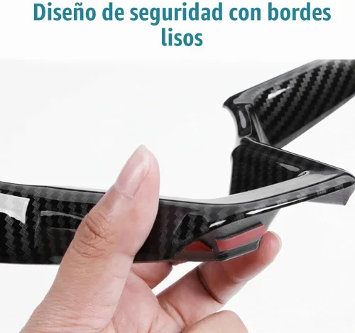 Vista 4 de BOYUER 3 piezas de ABS de fibra de carbono para el panel del volante, accesorios para el interior del automóvil, decoración del panel de moldura