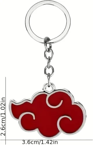 Vista 5 de BC Bella Colour Collar de anime, collar con colgante en forma de nube roja y llavero a juego, regalo para amantes del anime y fanáticos del anime