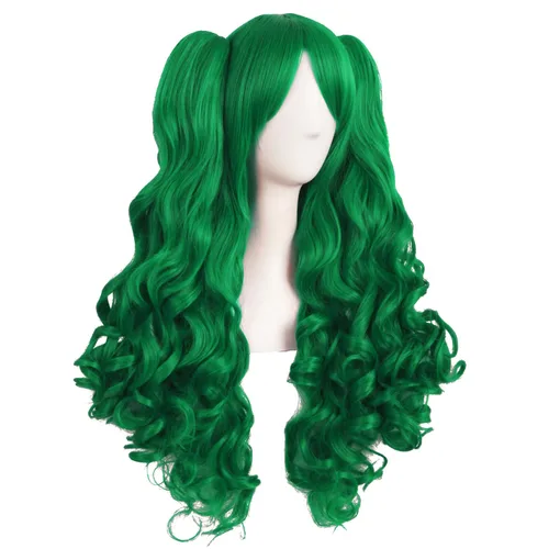 Vista 49 de Peluca MapofBeauty Lolita para disfraz, cabello largo, rizado, con coleta, Blanco