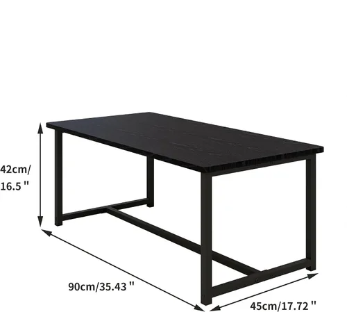 Vista 2 de Mesa auxiliar rectangular de 35.4 pulgadas para sala de estar, mesa de centro de estilo industrial moderna con marco de metal para espacios Negro