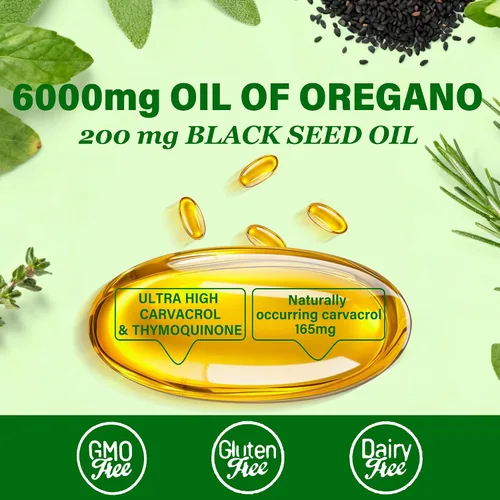 Vista 2 de Aceite de Orégano y Aceite de Semilla Negra Softgels 300