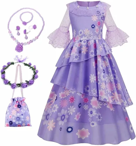 Vista 3 de SZ-TONDA Disfraz de princesa para niños, ropa de cosplay de Halloween para niñas