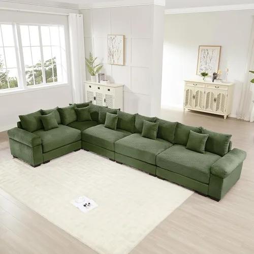 Vista 34 de ODUSE-DAILY Sofá modular de gran tamaño de 117.3 pulgadas, sofás modulares grandes de pana para sala de estar, sofás de 3 plazas, moderno juego