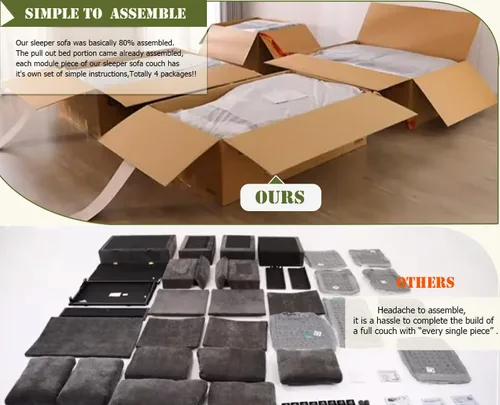 Vista 4 de asunflower Sofá cama modular con almacenamiento de 118 pulgadas, sofás seccionales en forma de U para sala de estar, sofá cama de gran tamaño de 6 a