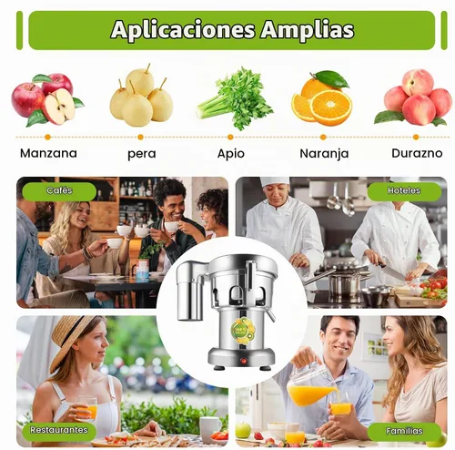 Vista 8 de Máquina extractor de jugo comercial resistente, fabricante de exprimidores de acero inoxidable para frutas y verduras Herramienta centrífuga