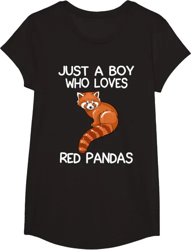 Vista 3 de Just A Boy Who Loves Red Pandas Gift - Camiseta con diseño de panda roja, Negro, S