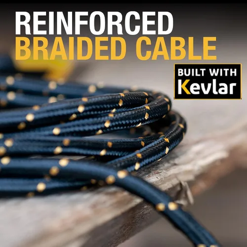 Vista 4 de DEWALT Cable de carga múltiple resistente 3 en 1, cable de carga rápida de 6 pies, adaptador de carga múltiple con puerto Lightning/tipo C/Micro USB