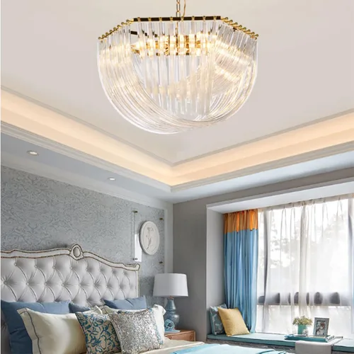 Vista 4 de Chandelier Light, Novel Decorated Gold Chandelier Metal LED Pendant Lights Retro Loft Adjustable Chain Hanging Lamp Living Room Lustre Lamparas